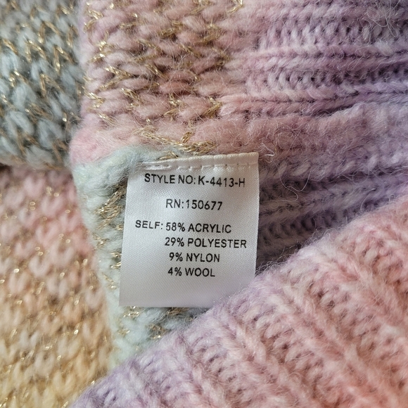 Strut and Bolt Rainbow Wool Blend Balloon Sleeve Sweater sz L - Picture 5 of 10